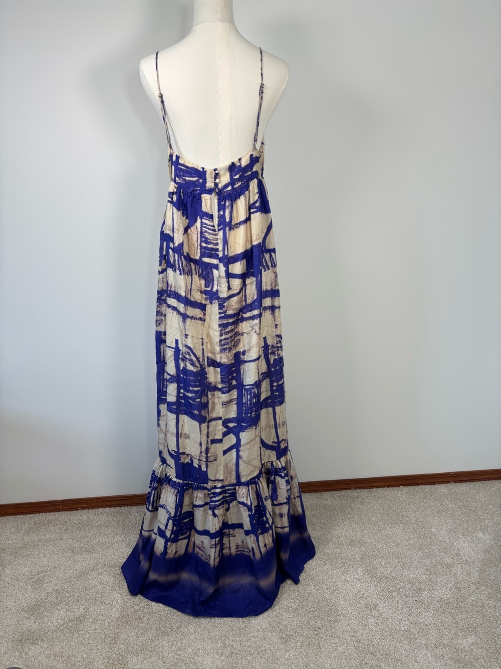Anthropologie Isabella Sinclair 100% Silk Maxi Dress Size 12 NWT - Picture 7 of 14